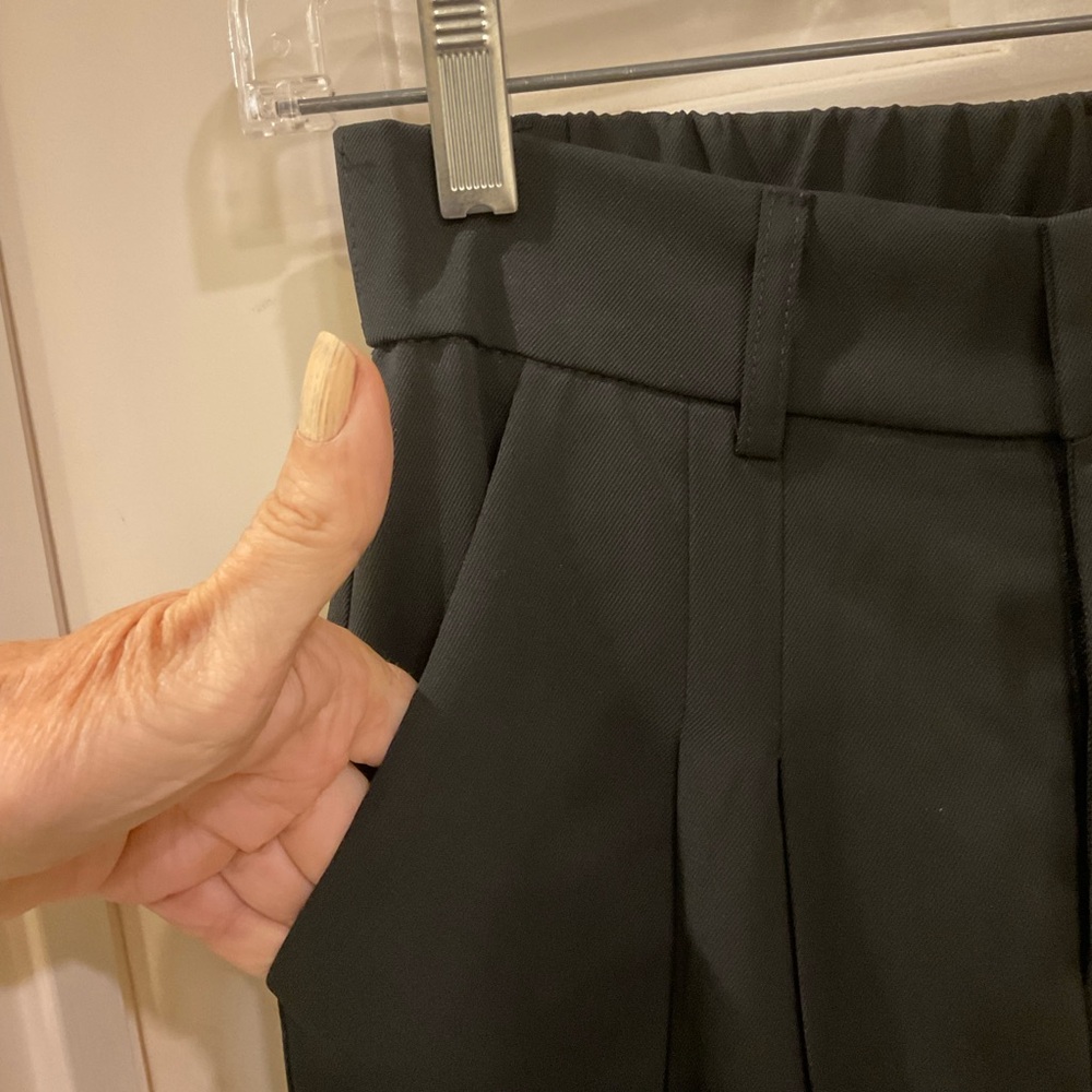 High Waist Pants, Pleated Front, Full Leg, Back Elastic Waist, Belt Loops, Sz S - Picture 3 of 11